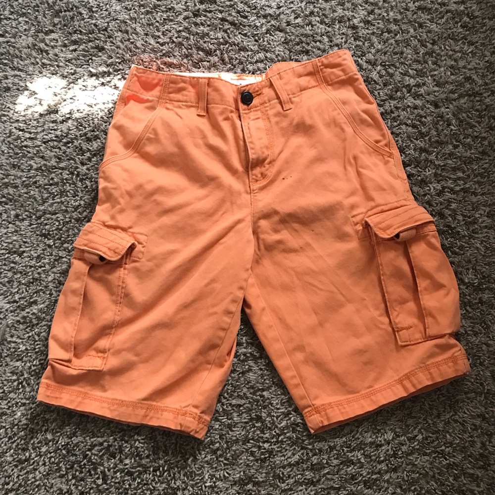 Orange denim shorts